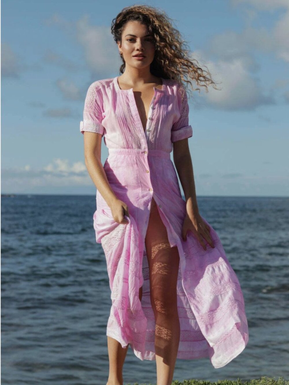 Love Shack Fancy Women's Pink Edie Dress in Tie Dye Size XS